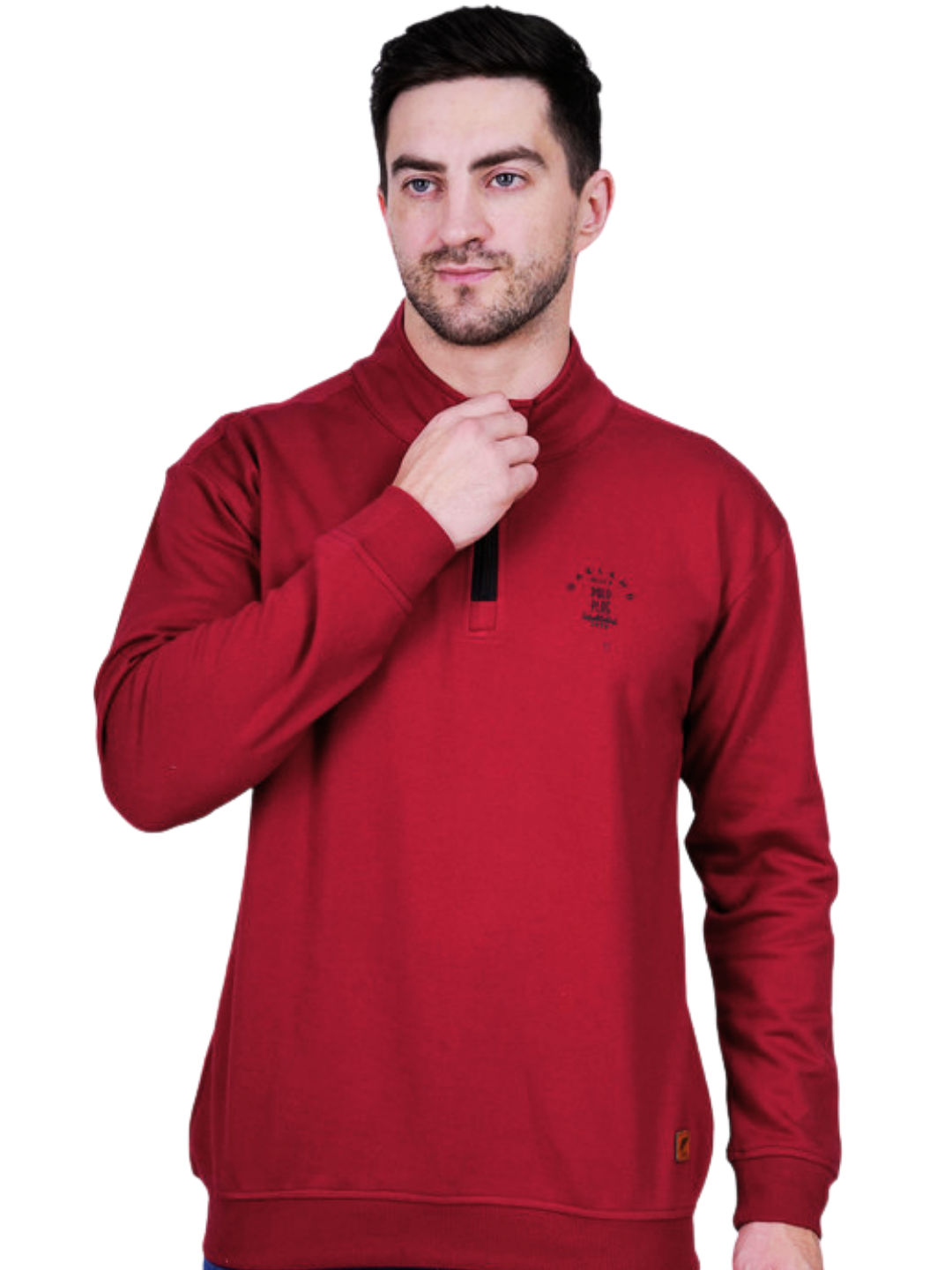 Men's Maroon Half-Zip Sweatshirt -Premium Cotton Quarter-Zip Fleece Sweatshirt