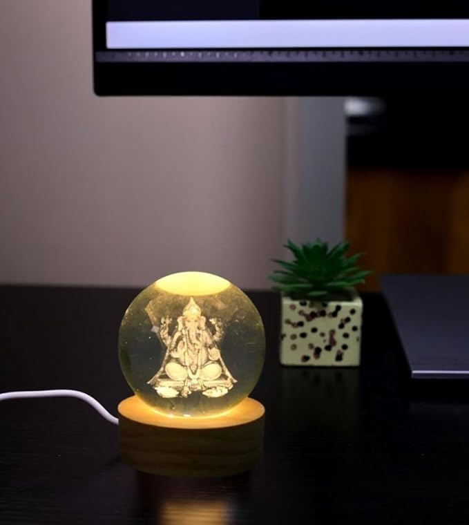 
                      
                        3D Crystal Wooden Base Ganeshji Globe Night Lights
                      
                    