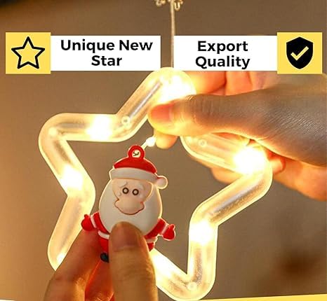 
                      
                        VESPA Eed Special Lights - Featuring 6 Star and 6 Heart-Shaped Lights with Santa Claus Accents, Perfect for Diwali and Indoor Décor (Warm White)
                      
                    
