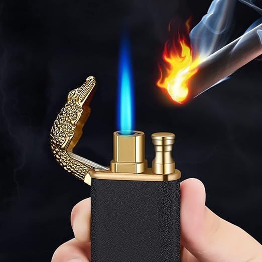 
                      
                        Jet Torch Lighter, Stylish Crocodile-Design Lighter, Dual-Mode Soft/Jet Flame Lighter, Metal Pipe Lighter with Adjustable Flame Control, Refillable Butane Lighter (Black)
                      
                    