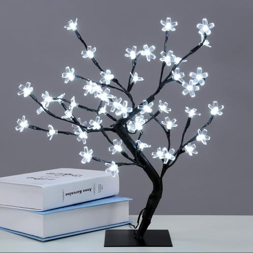 Bonsai LED Tree Night Lamp with 24 LED Lights - White