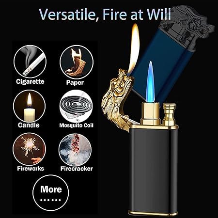 
                      
                        Jet Torch Lighter, Stylish Crocodile-Design Lighter, Dual-Mode Soft/Jet Flame Lighter, Metal Pipe Lighter with Adjustable Flame Control, Refillable Butane Lighter (Black)
                      
                    