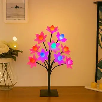 Bonsai LED Tree Night Lamp with 24 LED Lights - Pink