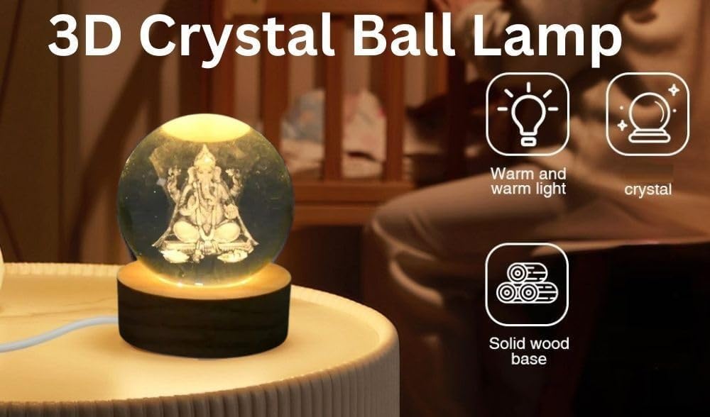 
                      
                        3D Crystal Wooden Base Ganeshji Globe Night Lights
                      
                    
