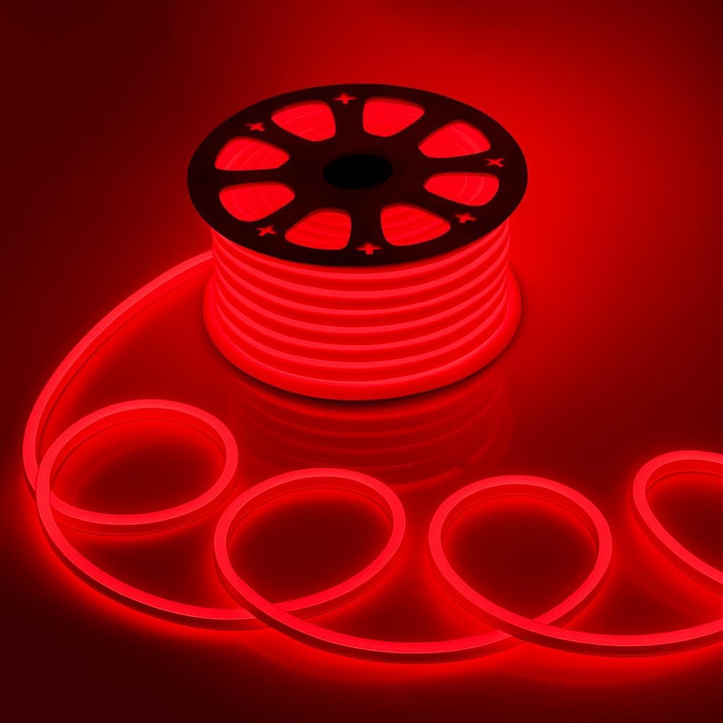 5 METER Neon Lights & 12V Adapter Silicone Flexible LED Strip Lights - Red