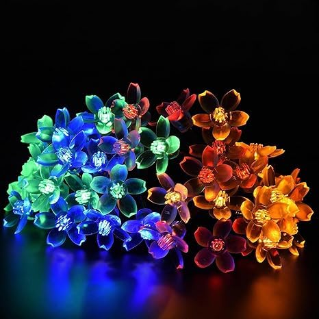 Multicolor Silicon Flower String Lights – Decorative Fairy Lights for Home, Garden & Parties