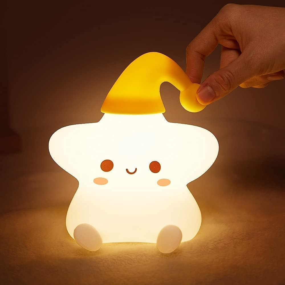 Star LED Night Lights Lamp Soft Silicone Touch & Rechargeable