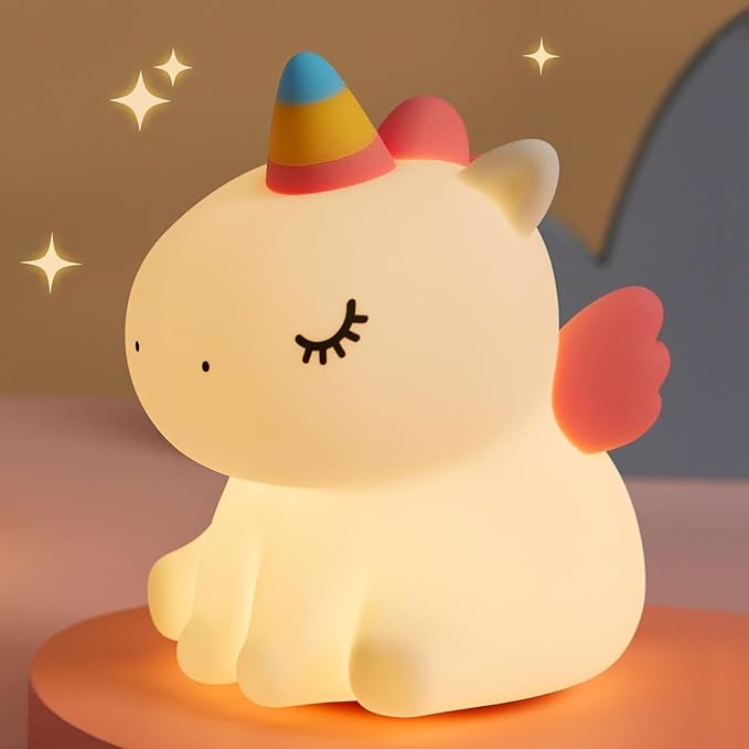 Sitting Unicorn LED Night Lights Lamp Soft Silicone Touch & Rechargeable