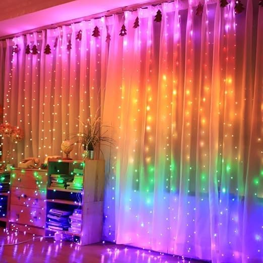 Fairy Curtain Lights With Remote Control - Multicolor