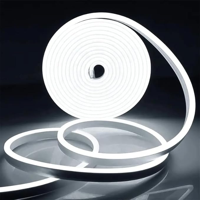 5 METER Neon Lights & 12V Adapter Silicone Flexible LED Strip Lights - White
