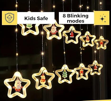 
                      
                        VESPA Eed Special Lights - Featuring 6 Star and 6 Heart-Shaped Lights with Santa Claus Accents, Perfect for Diwali and Indoor Décor (Warm White)
                      
                    