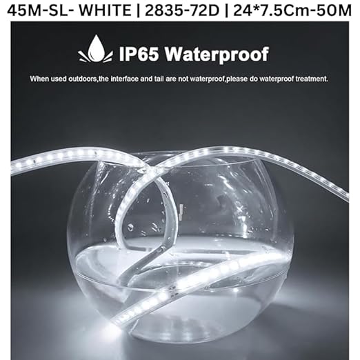 VESPA White 45m Waterproof LED Rope Light – Ideal for Diwali, Christmas, Weddings & Indoor/Outdoor Decor (24 X 7.5 CM - 50M)