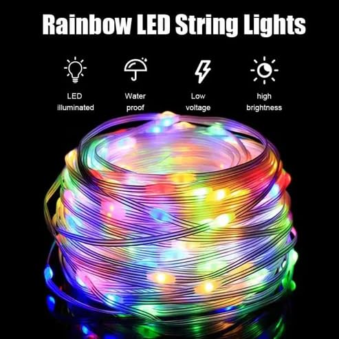 SAMEILI RGB USB Twinkle Smart Fairy Light String 10 Meter 66 LED White Wire Music Bluetooth Mesh APP IR Remote DIY Control Sync Color Chasing IP65 Multicolor (Pack of 1)