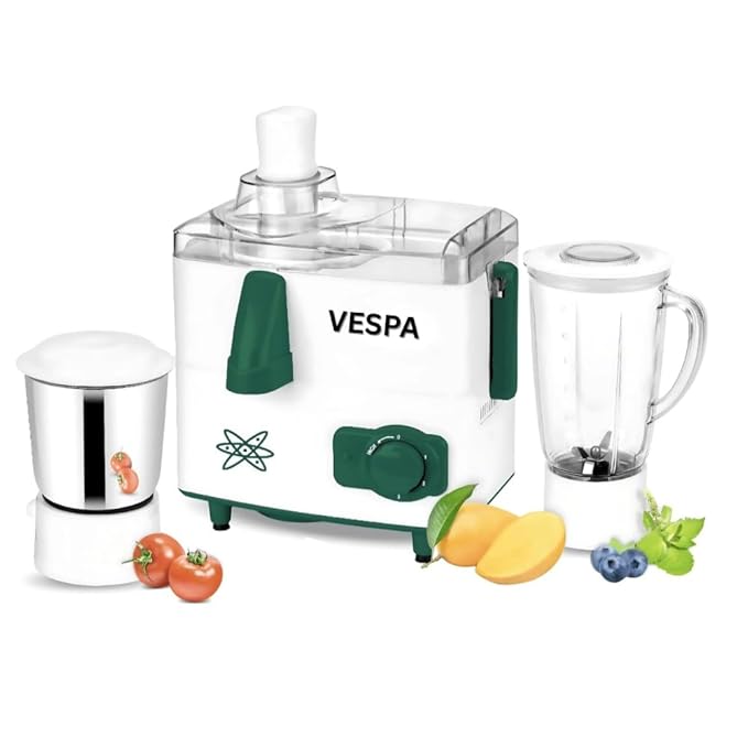 Kavyara Mixer Grinder 500W with 3 Stainless Steel Jars | Multi-Purpose Wet & Dry Grinding | 2-Year Warranty | 3-Speed Settings for Home Use (GREEN)