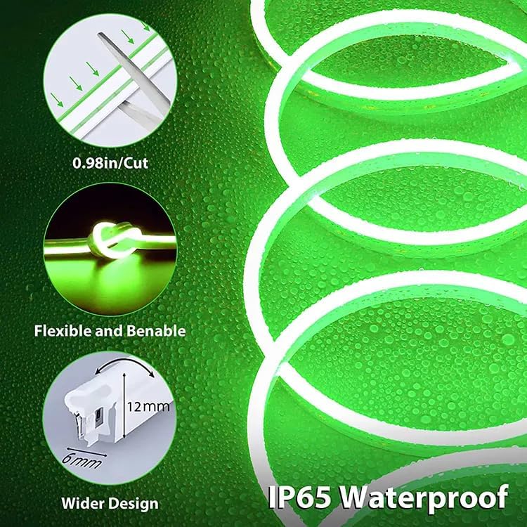 5 METER Neon Lights & 12V Adapter Silicone Flexible LED Strip Lights - Green