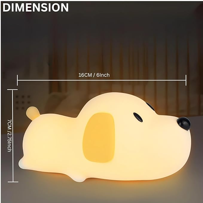 
                      
                        Cute Puppy LED Night Lights Lamp Soft Silicone Touch & Rechargeable
                      
                    