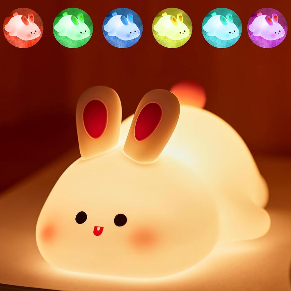 Sleeping Rabbit LED Night Lights Lamp Soft Silicone Touch & Rechargeable