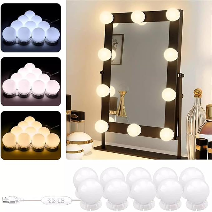Vanity Mirror 10 LED Night Lights With 3 Color Modes