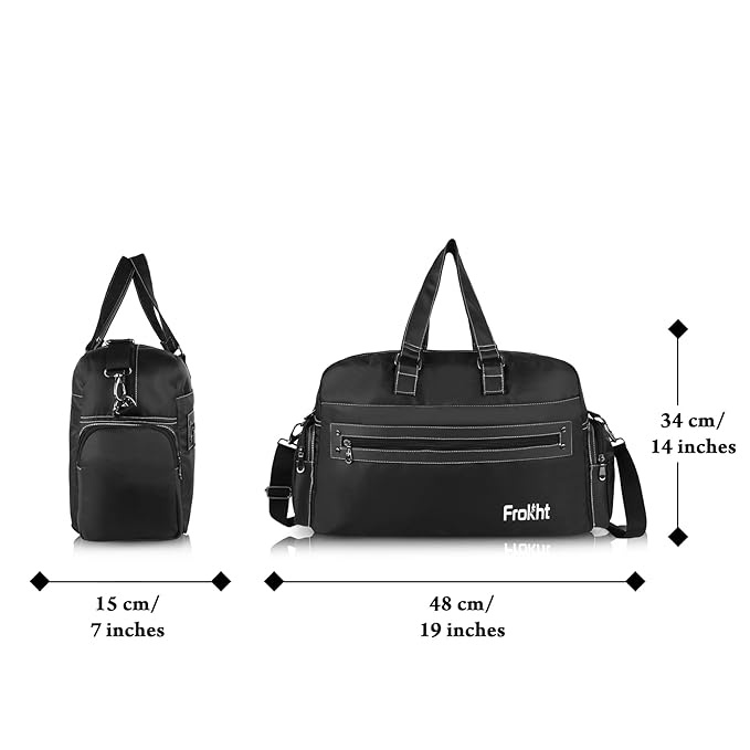 
                      
                        Black Travel Duffel Bag | Cabin-Size Hand Luggage with Shoulder Strap
                      
                    