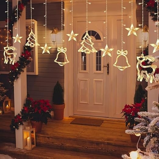 
                      
                        SAMEILI Christmas Window Lights - LED Snowflake and Bell Hanging Decorations for Festive Atmosphere (6 Star, 2 Deer, 2 Bell Light) (Warm White)
                      
                    