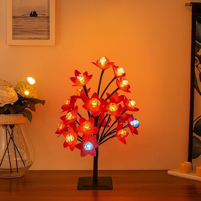 Bonsai LED Tree Night Lamp with 24 LED Lights - Red