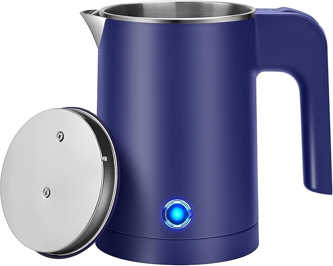 Electric Kettle for Coffee & Tea - Stainless Steel & Glass, 800W with Blue LED Light, Auto Shut-Off, Easy Clean Availabe White Color (1 Litres)