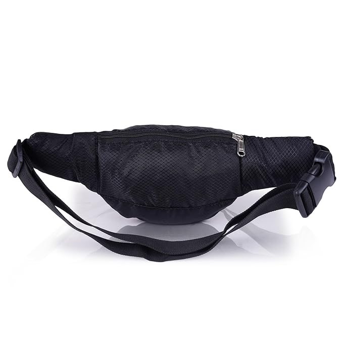 Black Waist Pouch Bag | Multi-Pocket Travel & Sports Fanny Pack