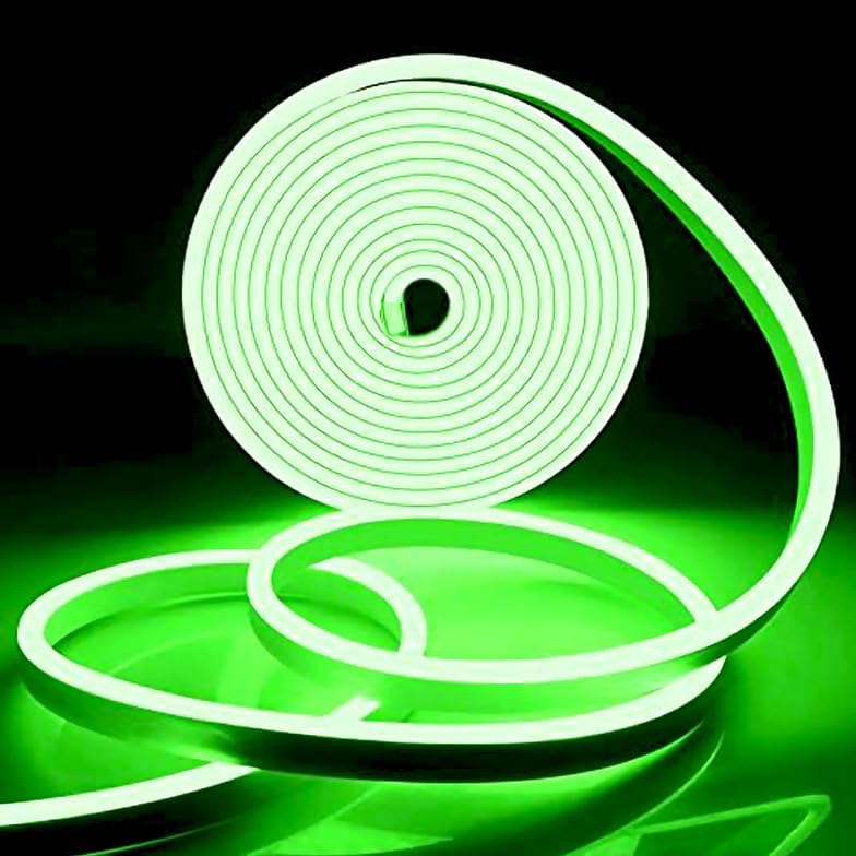 5 METER Neon Lights & 12V Adapter Silicone Flexible LED Strip Lights - Green