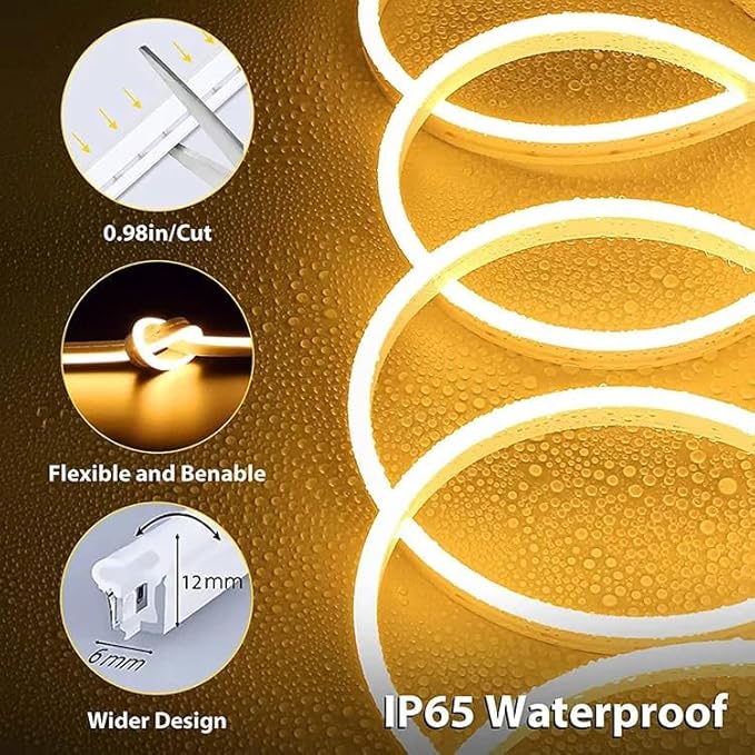 5 METER Neon Lights & 12V Adapter Silicone Flexible LED Strip Lights - W-White