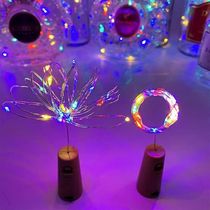 PacK Of 5 Cork Bottle Fairy String Lights With Battery Operated - Multicolor