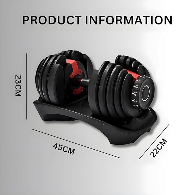 
                      
                        2.5-24Kg Quick Select Adjustable Dumbbell, Enhanced 15-Points Safety Locking System, Single, Black - Space-Saving, Durable, and Ergonomic Design for Home Gym
                      
                    