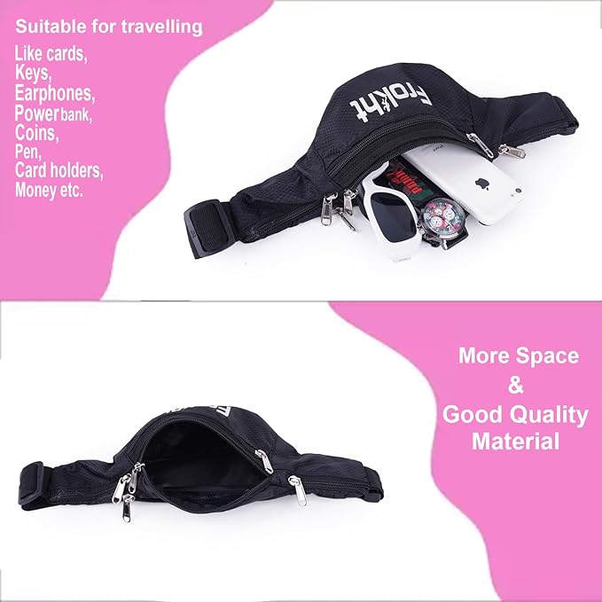 
                      
                        Black Waist Pouch Bag | Multi-Pocket Travel & Sports Fanny Pack
                      
                    