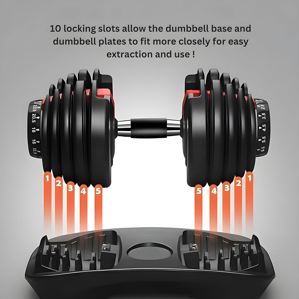 Adjustable Dumbbell 2.5KG UPTO 24KG Enhanced 15-Points Safety Lock - Single