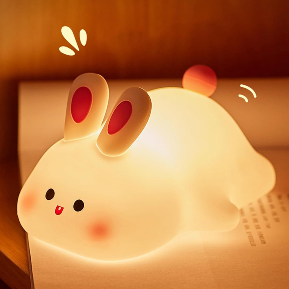 Sleeping Rabbit LED Night Lights Lamp Soft Silicone Touch & Rechargeable