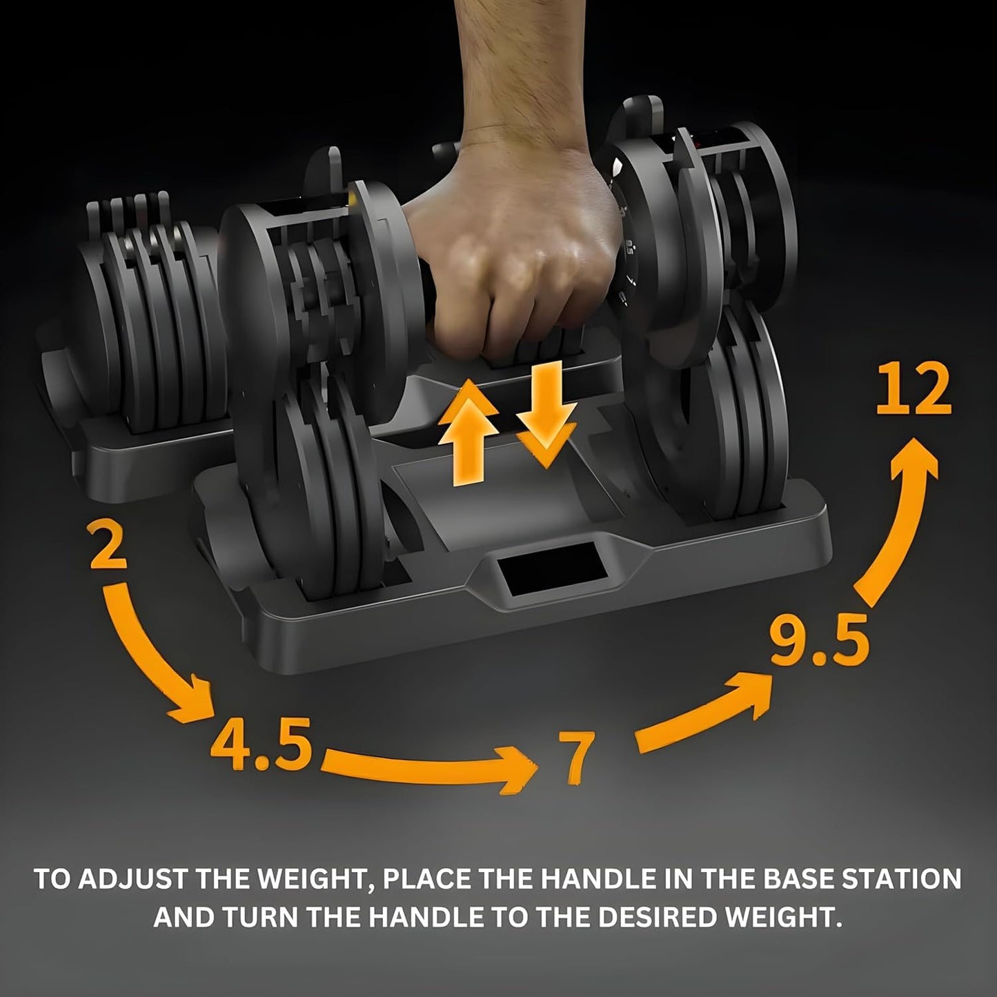 Adjustable Dumbbell 2.5KG UPTO 12KG Enhanced 5-Points Safety Lock - Pair