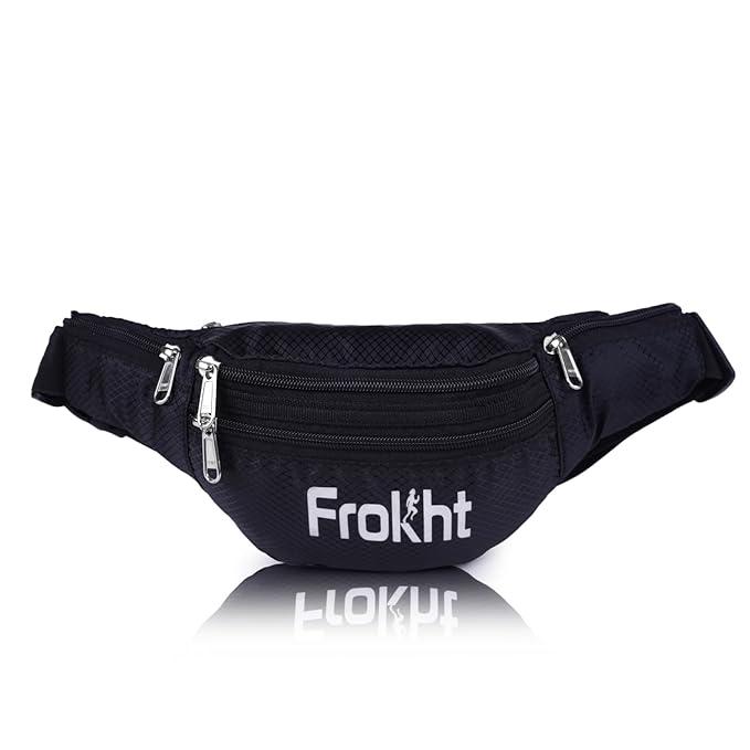 Black Waist Pouch Bag | Multi-Pocket Travel & Sports Fanny Pack