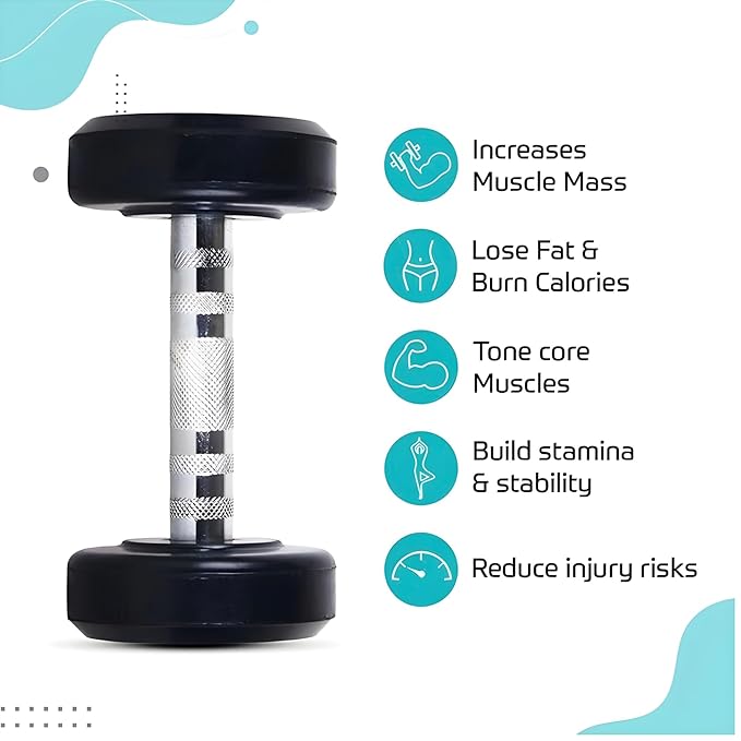 
                      
                        Bouncer Rubber Dumbbells Set (10 kg X 2 = 20 Kg) Set of 2 Fixed Round Dumbells for Gym Home workout Exercise & Fitness Heavy Duty Solid Caste Iron Handle
                      
                    