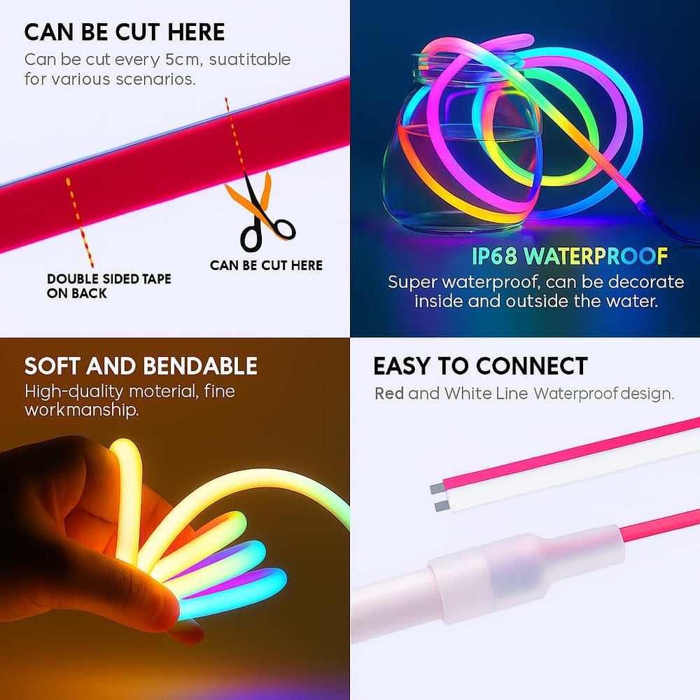 
                      
                        5 METER Neon Lights & 12V Adapter Silicone Flexible LED Strip Lights - RGB
                      
                    