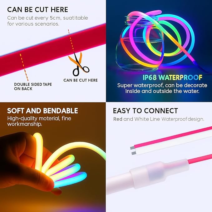 
                      
                        5 METER Neon Lights & 12V Adapter Silicone Flexible LED Strip Lights - RGB
                      
                    