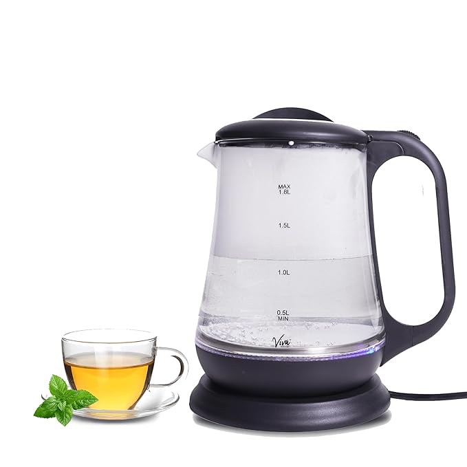 
                      
                        Viva Electric Crystal Kettle | 1.8L Capacity | LED Illumination & Borosilicate Glass Body | 2-Year Warranty | Fast Boil Technology for Hot Water, Tea, Coffee, and More
                      
                    