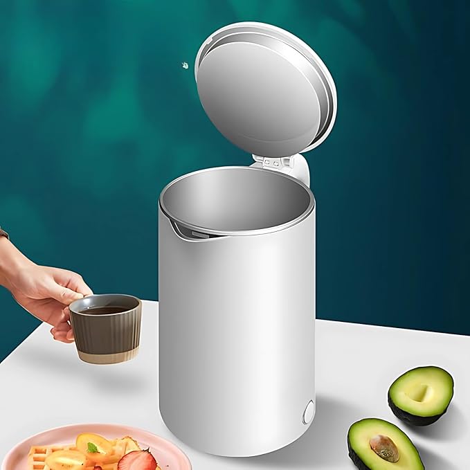 Electric Kettle for Coffee & Tea - Stainless Steel & Glass, 800W with Blue LED Light, Auto Shut-Off, Easy Clean Availabe White Color (1 Litres)