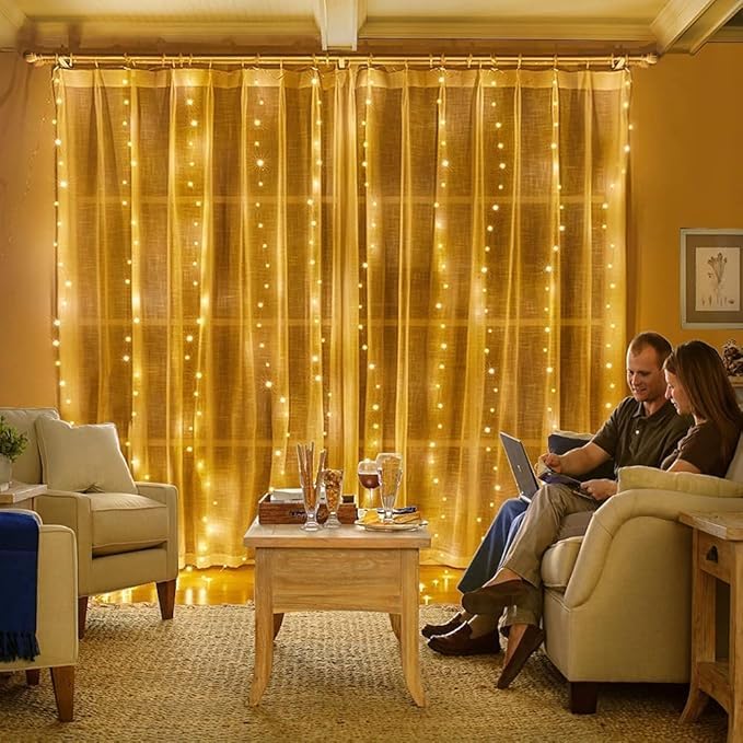 Fairy Curtain Lights With Remote Control - Warm White
