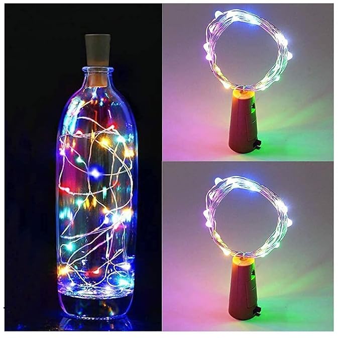 PacK Of 5 Cork Bottle Fairy String Lights With Battery Operated - Multicolor