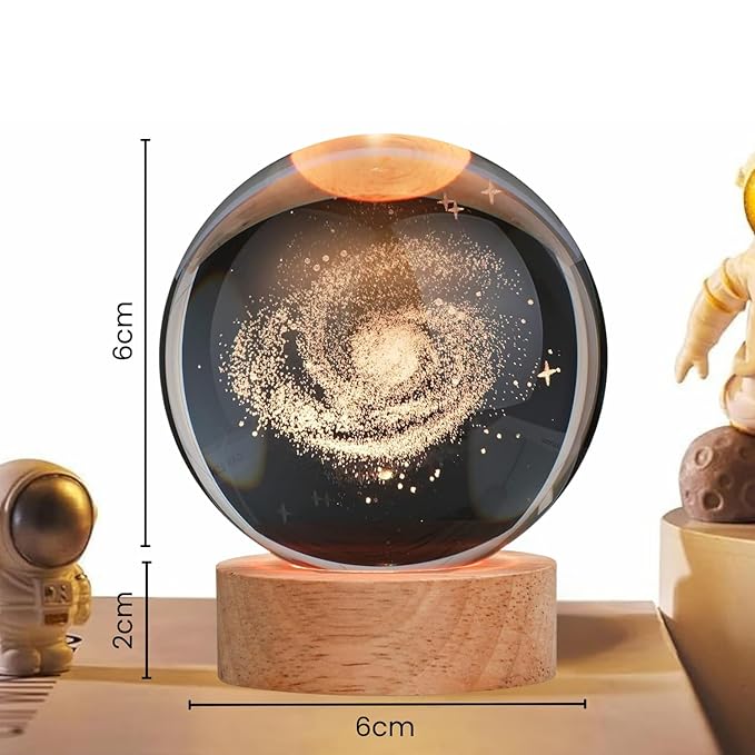 3D Crystal Wooden Base Galaxy Globe Night Lights