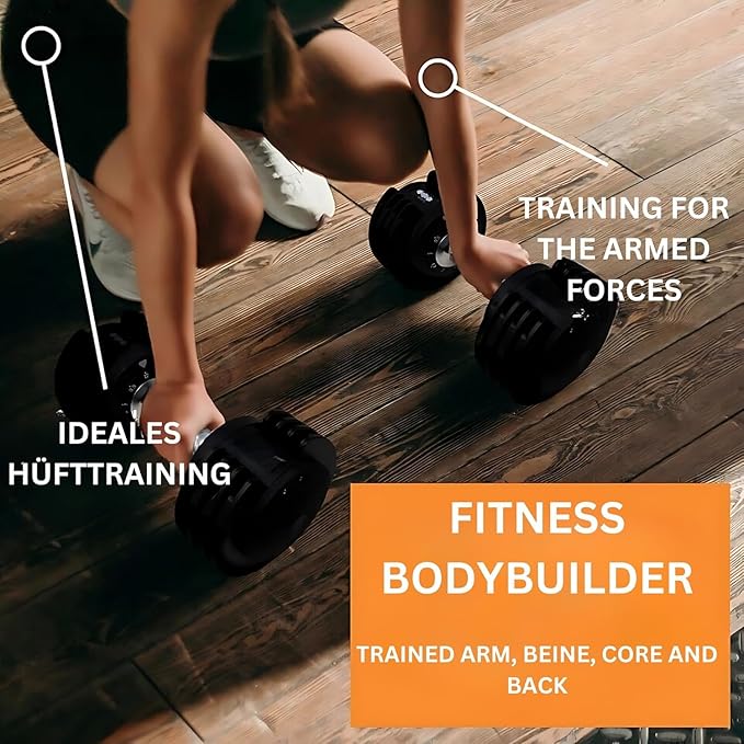 
                      
                        Quick Select Adjustable Dumbbell (2.3kg, 4.5kg, 7kg, 9kg, 11.3kg), Single, Black – Enhanced 5-Points Safety Locking System for Secure Home Gym Workouts (Set of 2 X 12kg)
                      
                    