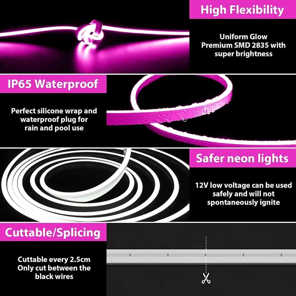 
                      
                        5 METER Neon Lights & 12V Adapter Silicone Flexible LED Strip Lights - Pink
                      
                    