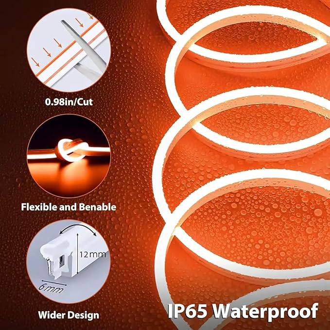 5 METER Neon Lights & 12V Adapter Silicone Flexible LED Strip Lights - Orange