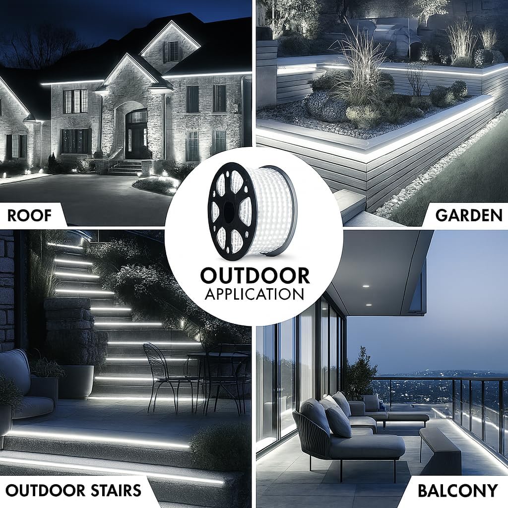 Premium Waterproof LED Strip Rope Lights for Home Décor 5M UPTO 90M - WHITE