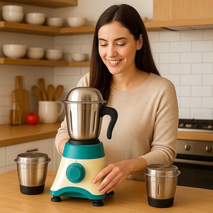 
                      
                        Kavyara Mixer Grinder 500W with 3 Stainless Steel Jars | Multi-Purpose Wet & Dry Grinding | 2-Year Warranty | 3-Speed Settings for Home Use (GREEN)
                      
                    