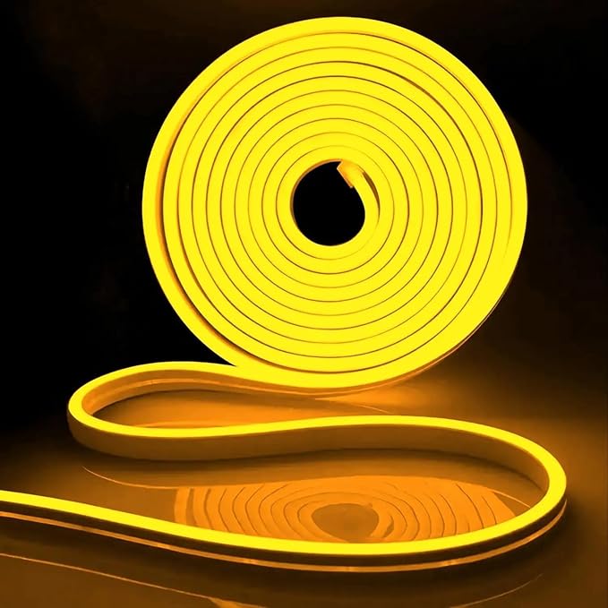 5 METER Neon Lights & 12V Adapter Silicone Flexible LED Strip Lights - Yellow